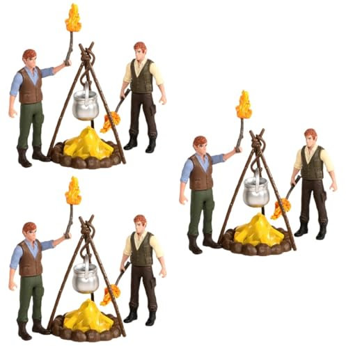 Supvox 3 Sätze Miniaturmodelle für Campingplätze schaufensterpuppe Ruthe spielsachen Modell Abs Stellen Sie Sich Lagerfeuerfiguren vor Lagerfeuermodell aus Harz