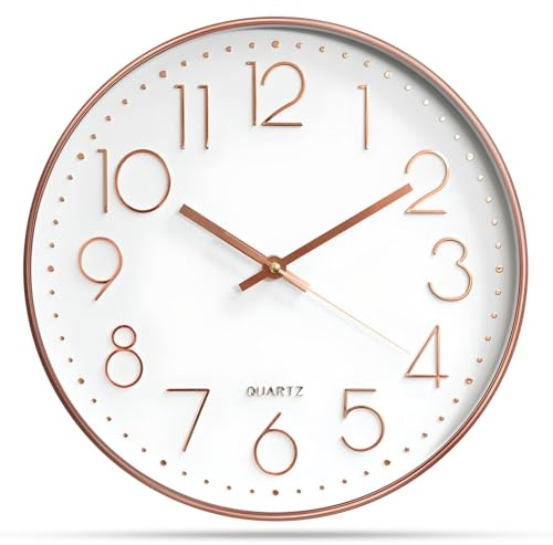 Delgeo Moderne Wanduhr Dekoration ohne Ticken, Wanduhr für Dekoratives Zuhause/Büro/Küche