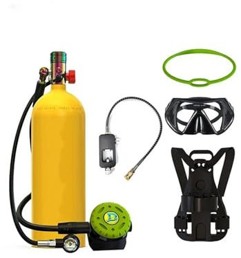 EHYSYN Diving Masks Bouteilles de plongée Portables de 2,3 L, équipement de plongée pour 25 à 35 Minutes de plongée sous-Marine, Bouteilles d'air Masques de plongée(D600-A-yellow)