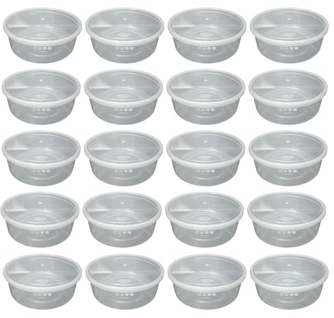TENLITE 20-Pack Clear Round Plastic Containers with Airtight Lids – Moisture-Resistant BPA-Free Storage Boxes for 3D Printer Filament Spools – Stackable, Dustproof & Durable (2500ml (2.5Litre))