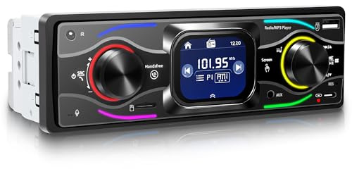 Rimoody 1 Din Autoradio Bluetooth, 2.17 Zoll TFT Bildschirm Radio Auto 1 Din mit BT Freisprecheinrichtung Bluetooth FM Radio EQ USB/AUX/U-Disk/TF-Karte, Typ C Schnellladen Uhrzeitanzeige SWC