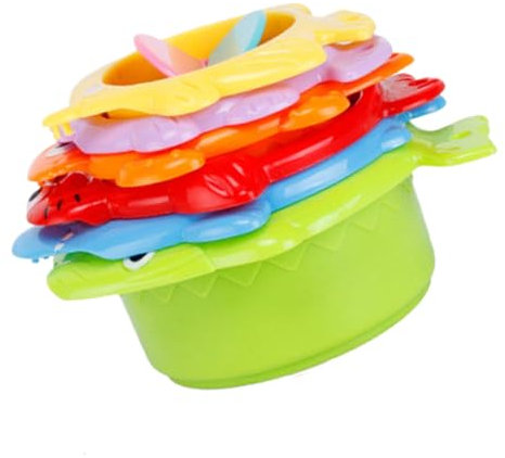CIYODO 6 Stücke Stapelbecher für Kleinkinder Interaktive Cartoon Tassen Pädagogisches Spielzeug für Badewanne Farbenfrohes Lernspielzeug Robustes und Bruchfestes Badespielzeug