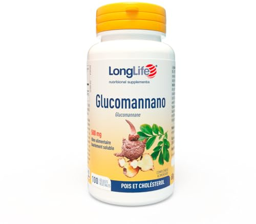 LongLife® Glucomannano | minimum 3000 mg par dose quotidienne | Contrôle du poids et satiété | Fibre alimentaire naturelle | 100 gélules végétales | Végan et sans gluten