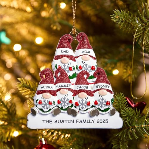 Personalisierte Wichtel Familien Weihnachtskugeln Weihnachtskugel Personalisiert mit Namen Baumschmuck Weihnachten Weihnachtsbaum Anhänger Personalisierte Weihnachtssgeschenke für Paare Familie