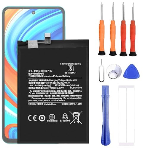 VUXYIT BN53 Compatible with Redmi Note 9 Pro Replacement Battery for M2003J6B2G with Repair Tool Kit