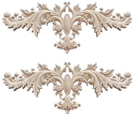 Décoration Bois Sculpté Applique Stickers Muraux En Bois Sculpté Éléments Décoratifs Pour Cheminée Ou Meuble Pièces Sculptées À La Main 60 X 24cm Lot De 2