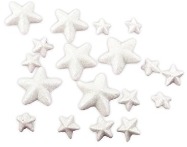 Helmecke & Hoffmann * Dekosterne Ziersterne Glitzersterne Weihnachtsdeko Adventskranzdeko Tischdeko (Weiss)