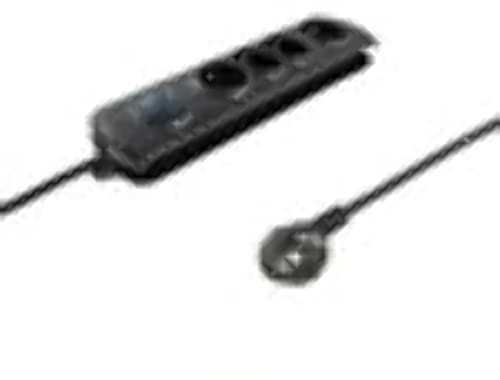 Qoltec 50105 Steckdosenleiste mit Überspannungsschutz, 4 Fach schwarz
