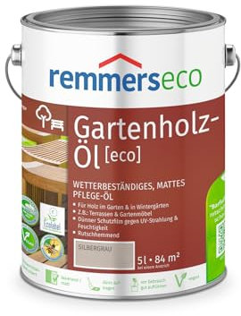 Remmers Gartenholz-Öl [eco] silbergrau, 5 Liter, Wetterbeständiges, mattes Öl, aussen und innen, optimal für Terassen & Gartenmöbel, rutschhemmend