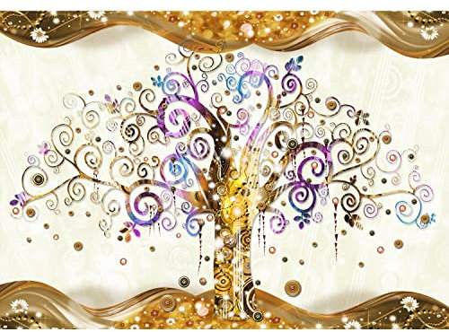 Runa Art Papier peint intissé 396 x 280 cm Gustav Klimt Arbre de Vie | Toison Décoration Murale Salon Chambre á Coucherr | Fabrication Allemande | or 9001012a