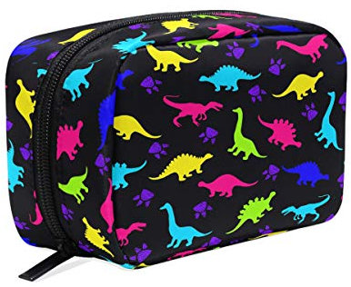 Jolie trousse de maquillage dinosaure pour enfants, trousse de toilette, trousse de voyage pour femme, jaune, rouge, vert, bleu