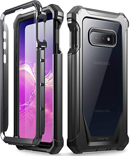 Poetic Rugged Clear Case Compatible with Galaxy S10e 2019, Full-Body Hybrid Bumper Cover, Support Wireless Charging, Includes Built-in-Screen Protector, Guardian Series, Black