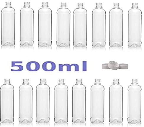 Clear PET Plastic Bottles with White Screw Caps Drinks Bottles Home Brew Beer 500ML (20)