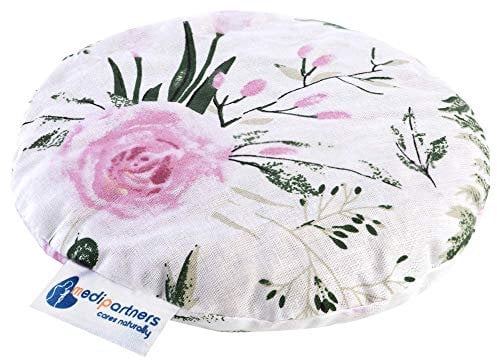 Medi Partners Cherry Stone Cushion Heat Pillow for Babies 180g Round 15cm Eco Natural 100% Cotton Heat and Cold Therapy Massage Therapy (Pink Flowers)
