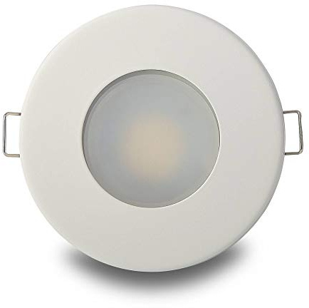 LED Einbaustrahler Bad Weiß 5W kaltweiß super flach rund 230V - IP44 für Badezimmer Außen Feuchtraum - 55mm Bohrloch GU10 Strahler Spot