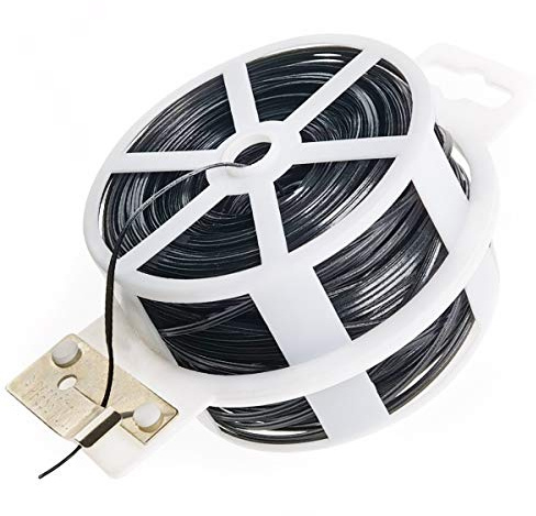 BEADNOVA Twist Tie 328 Feet (100m) Bread Ties Gardening Ties Black Plant Ties Multipurpose Plastic Coated Plant Twist Tie with Cutter for Potted Plants Garden Office and Home