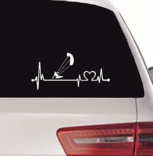 myrockshirt Herzschlagaufkleber Kitesurfer Kitesurfen Kiten Kiting 40cm Heartbeat Herzschlag Lebenslinie Aufkleber Autoaufkleber Sticker Profi Qualität