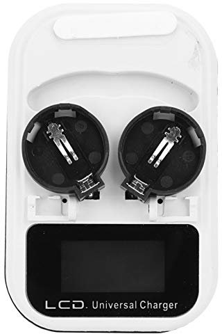2 Stück Wiederaufladbares Batterieladegerät Lithium-Münz Akkus Ladegerät Wiederaufladbares LCD-Display für LIR2016 LIR2025 LIR2032 Lithium-Batterie 100-240V(EU Plug)