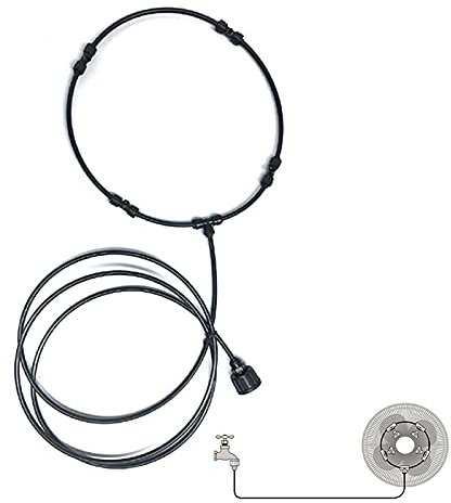 Yajun Kit di Nebulizzazione a Ventilatore per Il Raffreddamento del Giardino Sistema di Irrigazione Piante da Giardinaggio per Gazebo,5m,22 Inches Ring