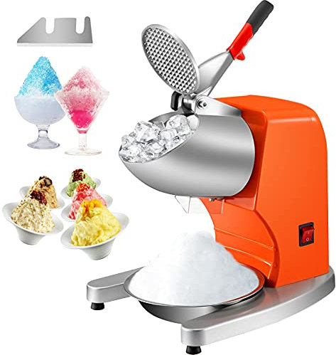 VEVOR Macchina Tritaghiaccio Elettrico Commerciale 300W per Granite Bevande Alimenti Cocktail Produttività 100kg/h, Tritaghiaccio per Granite a Neve Elettrico 4 Lame in Acciaio Inox 390 x 260 x 310mm