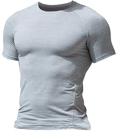Herren Fest Kompression Grundschicht Kurzarm T-Shirt Bodybuilding Tops Polyester und Spandex 9305 Pure Grey 2XL