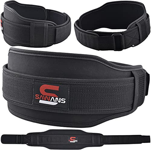 SAWANS für Fitnessstudio, , Training, doppelte Stärke, Neopren, 14 cm, Bodybuilding, Workout-Gürtel, Männer und Frauen, Ausrüstung (groß, schwarz)