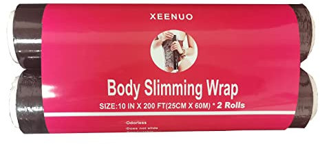 XEENUO 2 rollos de envoltura corporal de plástico osmótico negro mágico de 200 pies para mujer, envoltura adelgazante para el cuerpo, envoltura de sauna, sudor y estómago