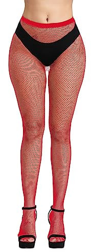 Simply Joshimo Womens Coloured Fishnet Tights | Fine Micro Net Colourful Bright Pantyhose (Red)