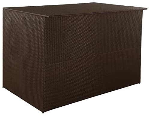 homiuse Gartenbox Braun Aufbewahrungsbox Aufbewahrungstruhe Kissenbox Outdoor Wasserdicht Rattan Box Gartenbox Klein PE-Liner mit Reißverschluss Modernes Design 150x100x100 cm Poly Rattan