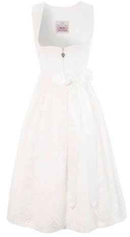 MarJo Damen Brautdirndl midi 65 cm Jasmin Off White weiß Creme