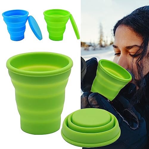 ZLXFT Tazza da Viaggio Pieghevole Tazza Silicone Pieghevole Set di Bicchieri da Bere Espandibile per Campeggio ed Escursioni,2PCS