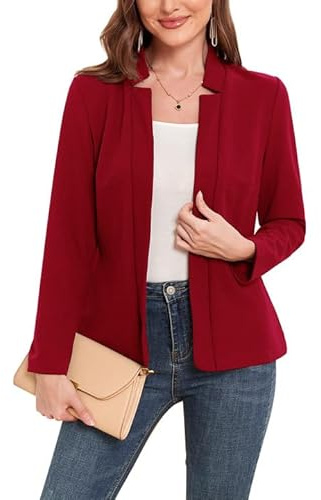 MINTLIMIT Blazers for Women Business Casual Open Front Long Sleeve Blazer Work Office Jackets Balzer with Pockets 2025 Red