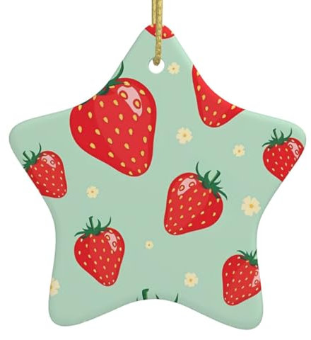 Schöne Erdbeere Druck Personalisierte Weihnachtskugel, Keramik Stern Form Weihnachten Hängende Ornament, Weihnachtsbaum Dekoration Für Freund Freundin Frau Xmas Geschenke