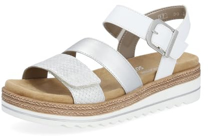 Remonte Damen Riemchensandalen D0Q55, Frauen Sandalen,lose Einlage,Riemen,Riemchen,halteriemen,Sommerschuhe,Freizeitschuhe,Silber/Platin (90),45 EU