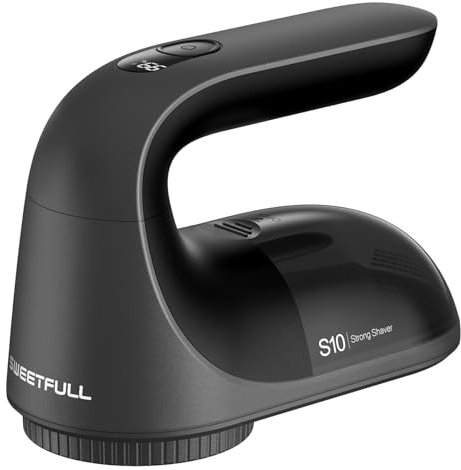 SWEETFULL Lint Remover, Fabric Shaver - Debobbler Clothes Shaver Adjustable 3-Speed, 6-Leaf Blade, LED Display USB Rechargeable Bobble Remover for Clothes and Furniture (3 Blades Included)
