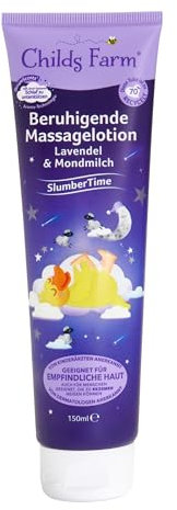 Childs Farm SlumberTime Beruhigende Massagelotion Lavendel und Mondmilch 150ml | Pflegende Lotion für die Gute-Nacht-Massage auf empfindliche oder zu Ekzemen neigende Neugeborene, Baby- und Kinderhaut