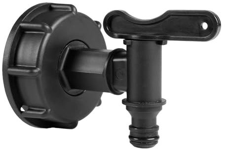 Cellfast 52-555 Anschluss mit Ventil für Regenwassertanks 1000 L, Anschluss mit Außengewinde 3/4 (19mm), IBC-Anschluss mit Innengewinde S60x6(2x3/4)