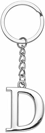 LUODAN Cadeau Femme Homme Porte-clés, Argent A-Z 26 lettre initiale pendentif porte-clés-Cadeaux Sœurs Amitié Collègue Papa Marraine Parrain idées Cadeaux Meilleur Ami Anniversaire (D)