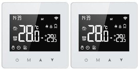 FUBESK Termostato TUYA Wifi, Termostato intelligente, termostato programmabile per caldaia combinata, Funziona con l'app Smart life/Tuya, Controllo vocale, Alimentazione a batteria, Blocco bambini (2)