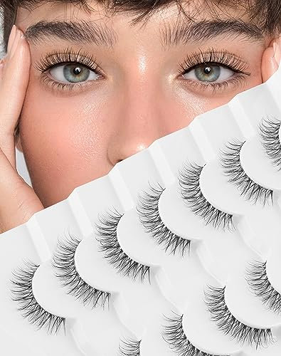 Natürliche falsche Wimpern mit klarem Band Natürlicher Look Jiocolor Wispy Faux Mink Wimpern Demi-Wispies Fake Lahes 12MM 7 Paare Wispy Dream (7 mm-12 mm)