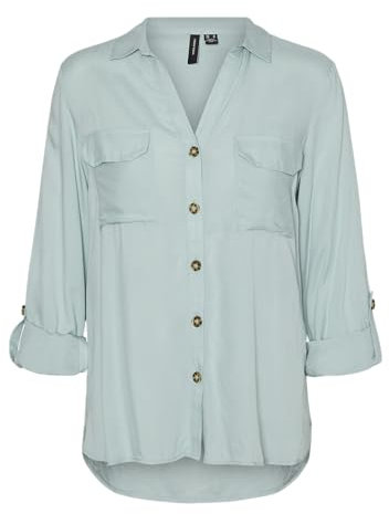 VERO MODA Damen Vmbumpy L/S Shirt New WVN Ga Noos Langarmbluse, Gray Mist,S