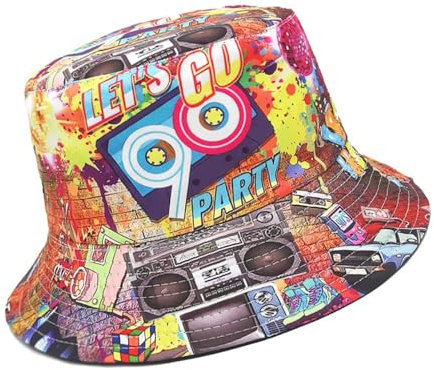Eigso Fashion Vintage Back to 90s Theme Party Bucket Hat für Frauen Männer Unisex Packable Travel Summer Fisherman Hat für Frau Mann