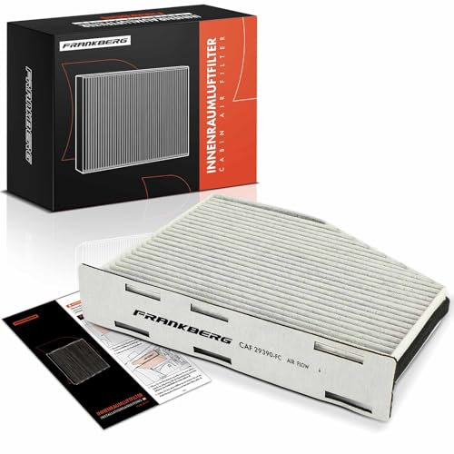 Frankberg Filtro aria abitacolo Filtro antipolline Compatibile con Golf V 1K1 1.4L-3.2L 2003-2009 3C2 1.4L-3.6L 2005-2010 A3 8P1 1.2L-3.2L 2003-2012 Replace# CUK2939 1K1819653A