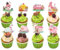 Party Go 32pcs Pink Floral Cute Farm Animal Cupcake Toppers for Baby Shower & Barnyard Birthday Party Cake Supplies