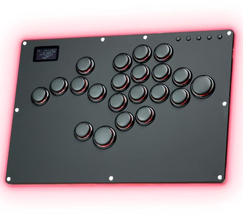 GuileKeys Arcade Fight Stick GK-21, All-Button Gamerfinger with Custom RGB & Turbo Functions, Arcade Controller for PC/PS4/PS3/Switch/Steam Game Keyboard Supports Hot Swap & SOCD