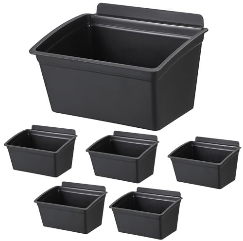 Sumnacon Slatwall Bins 6 Pcs Slatwall Organizer for Garage Plastic Slatwall Storage Bins for Storing Garage Accessories Multiple Stackable Slatwall Tool Organizer for Workshops,Retail Store,Black