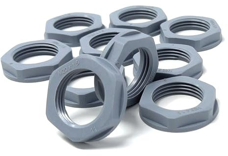M20 20mm Nylon Locknut (Polyamide), Pack of 10 – Durable, Lightweight Fastening Solution (Grey)