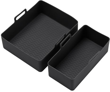 2 Pièces Moule Silicone Air Fryer pour Tefal EY9018 Dual Easy Fry 5,3/3,1 L, pour Philips Dual Basket Airfryer série 3000, pour Lakeland 5L/3L, pour Tower T17099 5,2L/3,3L, pour Salter 5,5L/3,5L