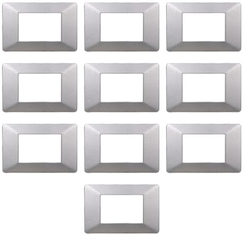 10 Placche, 3 moduli/posti, Compatibile Con Vimar Plana, colore argento, Placche In plastica di alta qualità, 100% compatibile con i supporti e i moduli originali