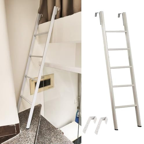 CMYUN Scala per Letto a Castello, Metallo, Bianca, Rimovibile, 170cm/67 (5 Gradini), 150 kg